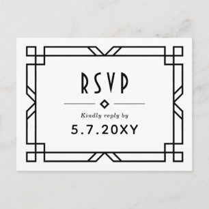 Carte postale Mariage Art Déco Classy RSVP sur mes