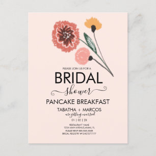 Carte Postale Mariage : Art floral dessiné à la main  