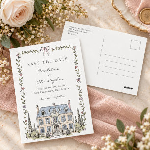 Carte Postale Mariage au Château Français Fantaisiste - Enregist