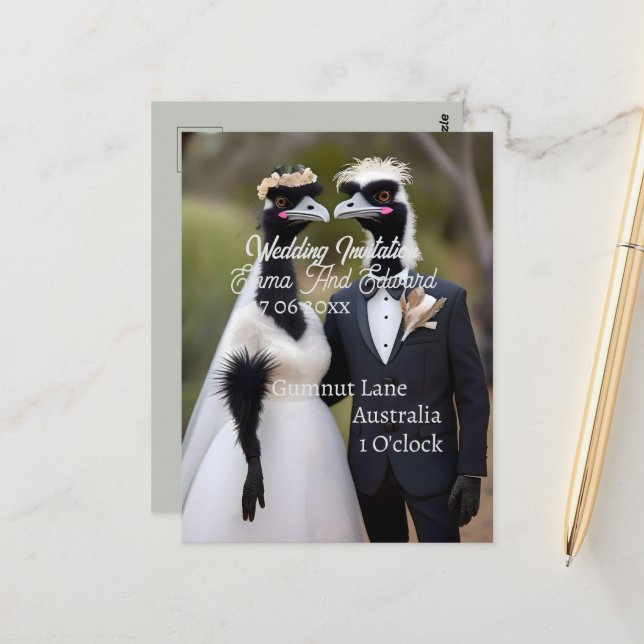 Carte Postale Mariage australien australien Emus, Mariage (Devant/Arrière en situation)