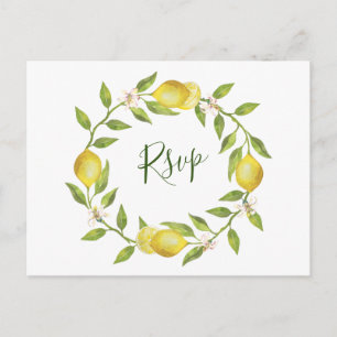 Carte Postale Mariage aux citrons en fleurs RSVP avec choix de r