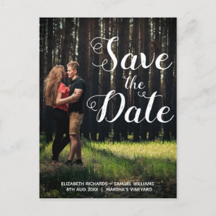 Carte Postale Mariage avec superposition de script blanc de phot