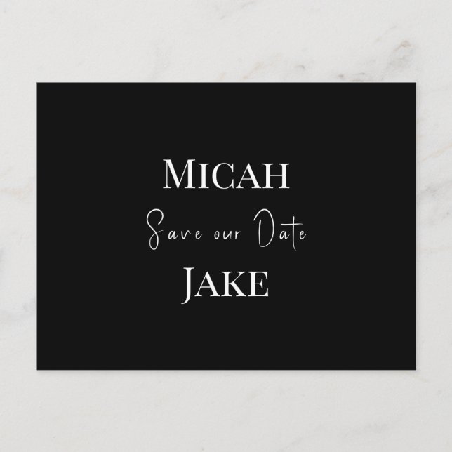 Carte Postale Mariage B/W contemporain Enregistrer notre date (Devant)