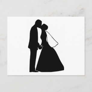 Carte Postale Mariage baiser mariée et mariée silhouette
