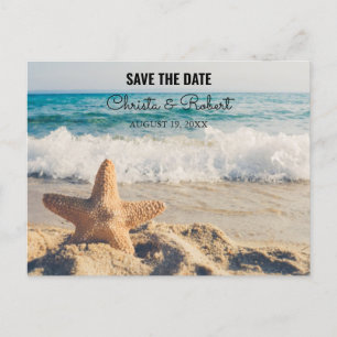 Carte Postale Mariage Beach Scène avec Starfish Enregistrer la d