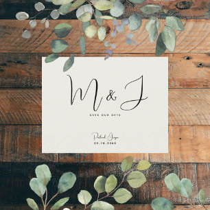 Carte Postale Mariage beige simple et moderne Sauvez la date