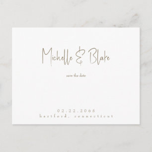Carte Postale Mariage blanc moderne simple et élégant Enregistre