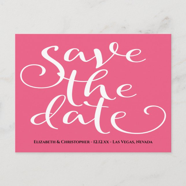 Carte Postale Mariage blanc rose simple et moderne Enregistrer l (Devant)