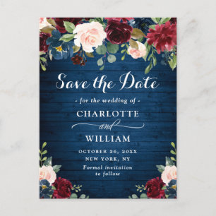 Carte Postale Mariage Bleu Bleu de la Marine Bourgogne Enregistr