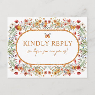 Carte Postale Mariage Bohème Fleurs Sauvages Aquarelle RSVP