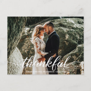 Carte Postale Mariage Bohème Merci Écriture de Remerciement