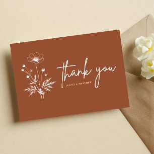 Carte Postale Mariage Bohème Terracotta Fleur Sauvage Rustique