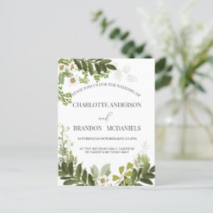 Carte Postale Mariage botanique Geen Feuille Timeles