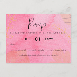 Carte Postale Mariage budgétaire LeahG Peach Aquarelle rose Résu