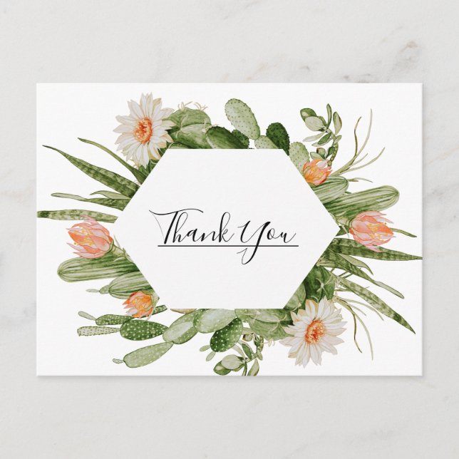 Carte postale Mariage Cactus Floral Desert (Devant)