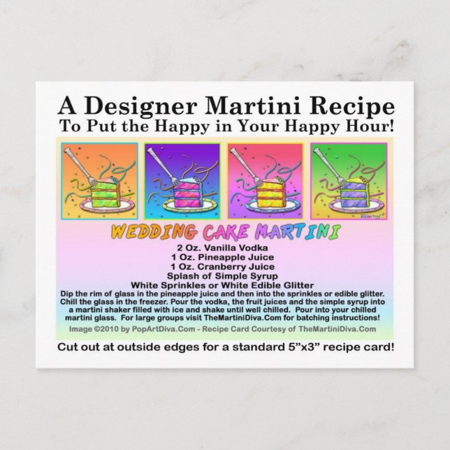 Carte postale mariage Cake Martini Recette Carte p (Devant)