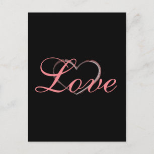Carte Postale Mariage Calligraphie Grise Cœur Tendance