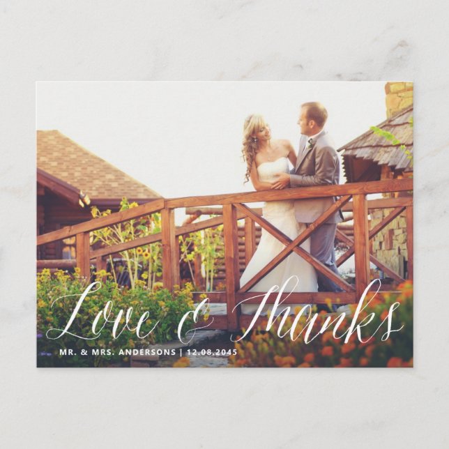 Carte postale Mariage Calligraphie moderne Merci (Devant)