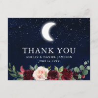 Mariage céleste Ciel Lune Étoiles Floral Merci