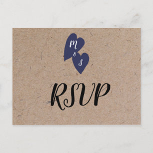 Carte Postale Mariage Champêtre Choix de Nourriture RSVP Monog