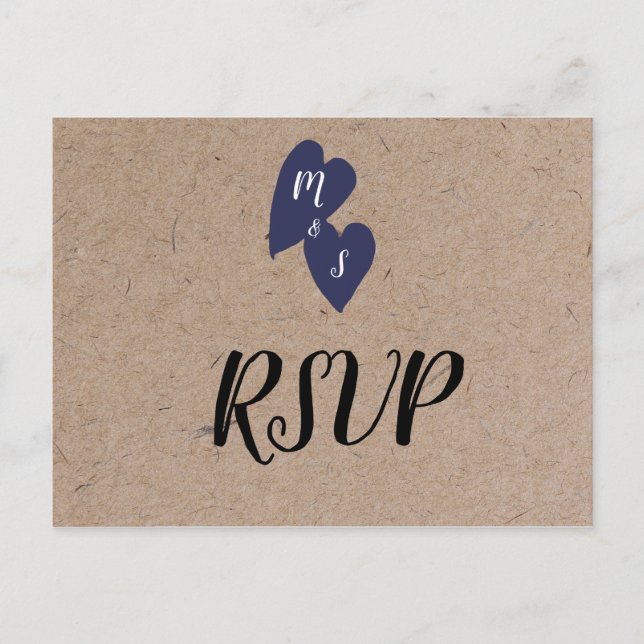 Carte Postale Mariage Champêtre | Choix de Nourriture RSVP Monog (Devant)