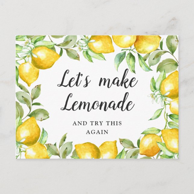 Carte Postale Mariage Changer la Date Citrons Fleurissent Vert (Devant)