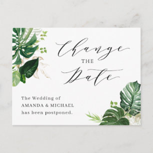 Carte Postale Mariage Changer la date Tropical Palm Feuilles