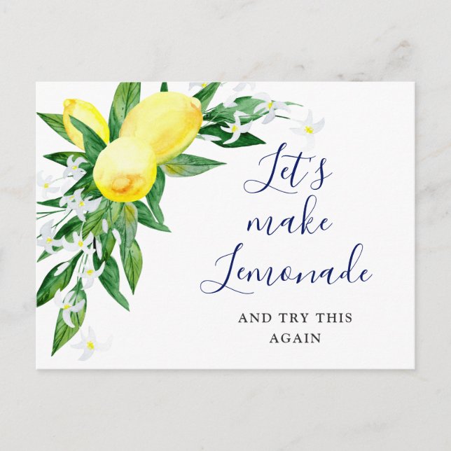 Carte Postale Mariage Changez la Date Citrons Fleurissent Vert (Devant)