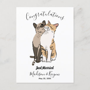 Carte Postale Mariage chats mignons