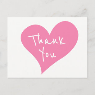 Carte Postale Mariage Cœur Rose Merci, Cadeau de Mariage
