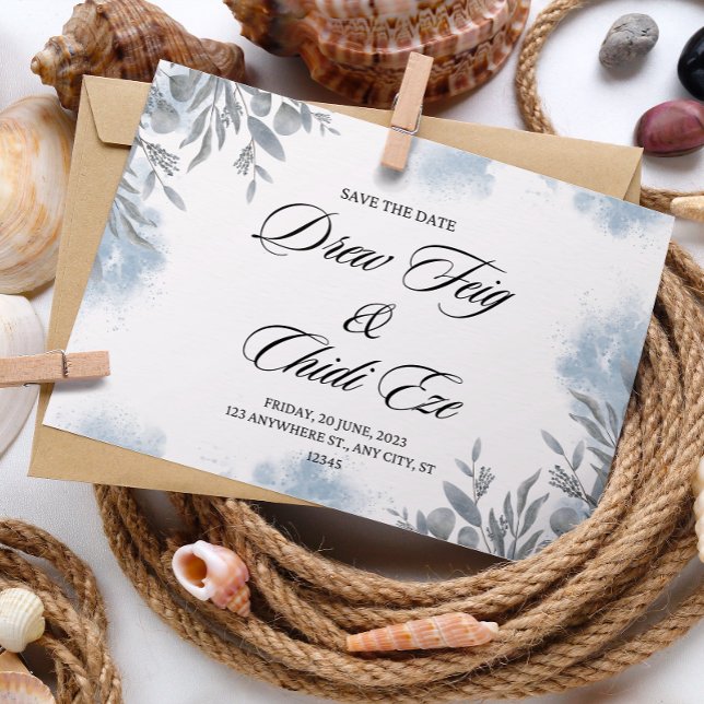 Carte postale Mariage couleur bleu (Créateur téléchargé)