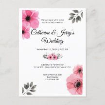 Carte postale mariage couleur rose floral