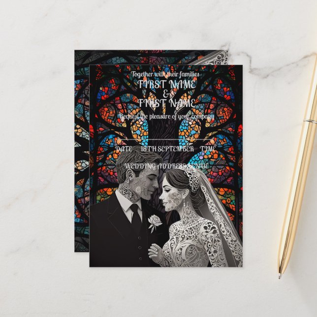 Carte Postale Mariage couple idées cadeaux personnalisées (Devant/Arrière en situation)