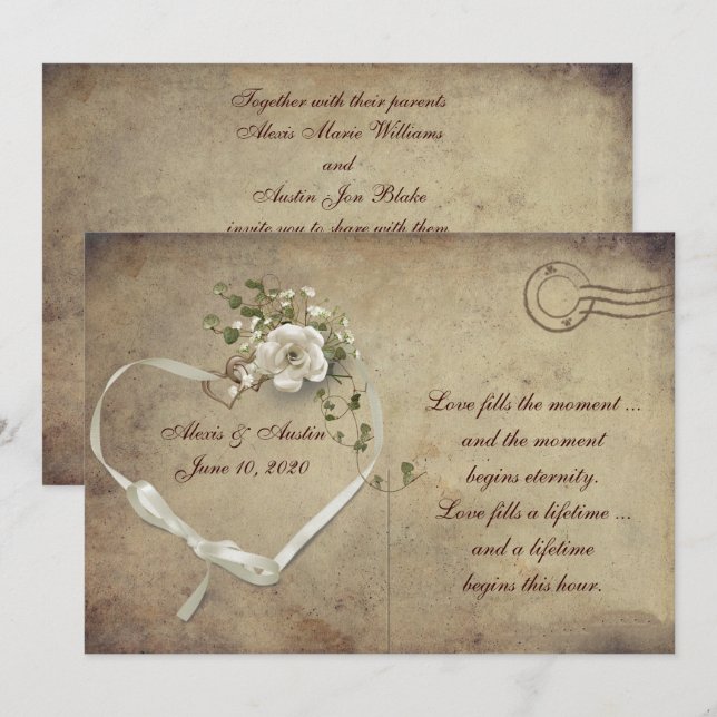 Carte postale Mariage crème (Devant / Derrière)