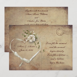 Carte postale Mariage crème