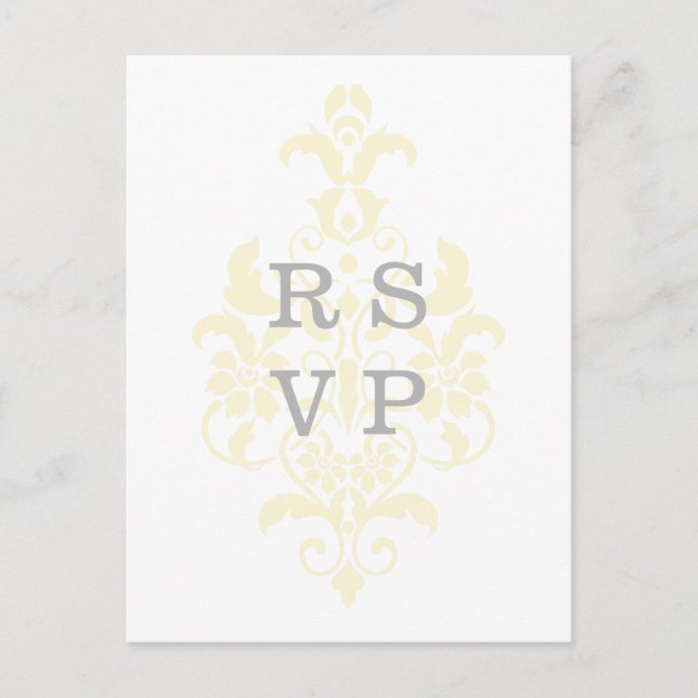 Carte postale Mariage damassé Jaune Subtile RSVP (Devant)