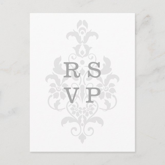 Carte postale Mariage damassé RSVP Gris Subtil (Devant)
