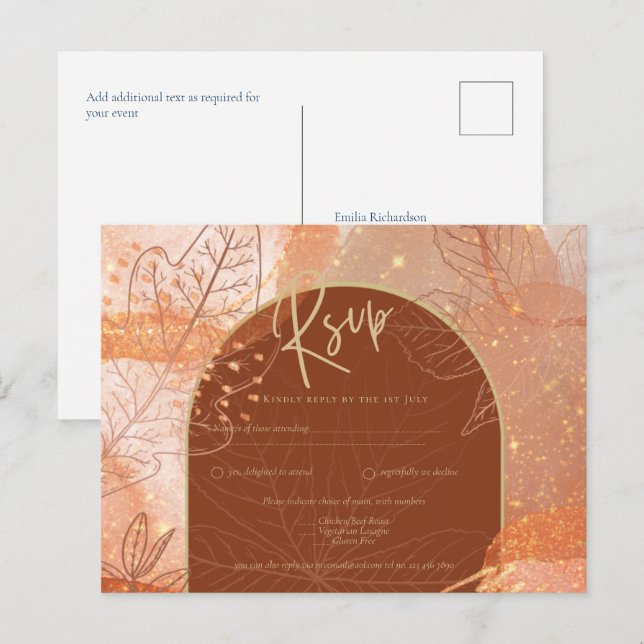 Carte Postale Mariage de automne d'automne moderne Cinnamon Terr (Devant / Derrière)
