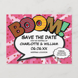 Carte Postale Mariage de BD moderne rose Enregistrer la date