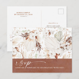 Carte Postale Mariage de Boho Floral en terre cuite RSVP