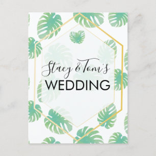 Carte Postale Mariage de botanique de Monstère Tropical