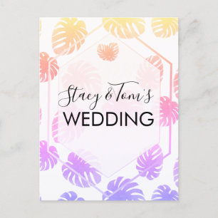 Carte Postale Mariage de botanique dessiné à la main Monstera Co
