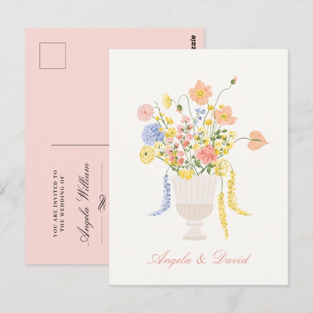 Carte Postale Mariage de bouquet de fleurs (Devant / Derrière)