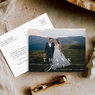 Carte Postale Mariage de calligraphie élégant Merci photo