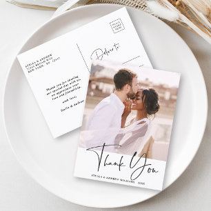 Carte Postale Mariage de calligraphie élégant Photo Merci