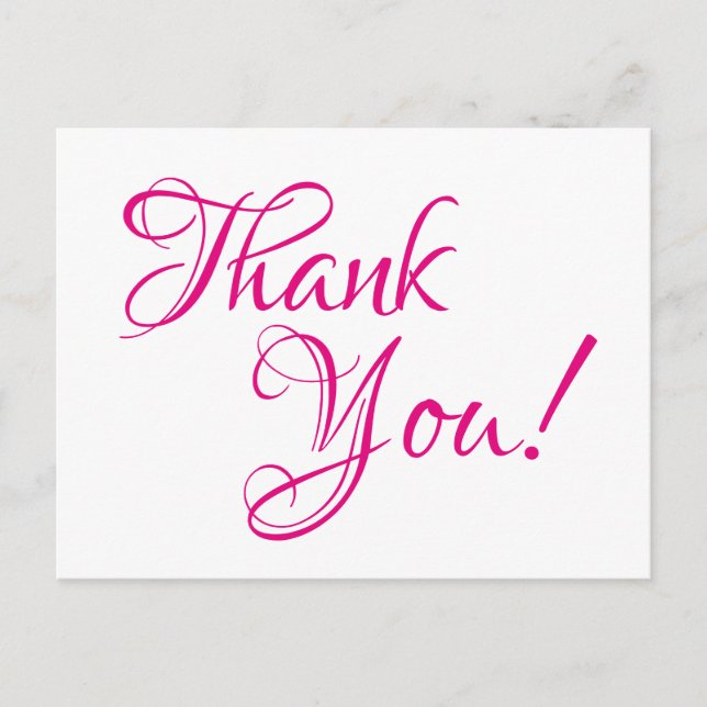 Carte Postale Mariage de calligraphie rose chaud Merci (Devant)