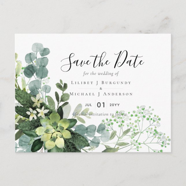 Carte Postale MARIAGE de chardon bleu hiver BUDGET (Devant)
