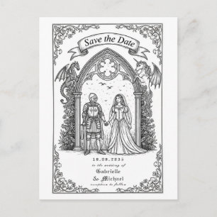 Carte Postale Mariage de Chevalier Gothique Médiéval, Enregistre
