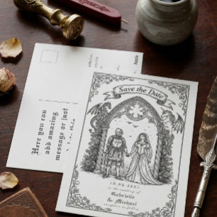 Carte Postale Mariage de Chevalier Gothique Médiéval Enregistrez