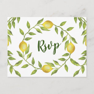 Carte Postale Mariage de citrons et verdure RSVP avec choix de r